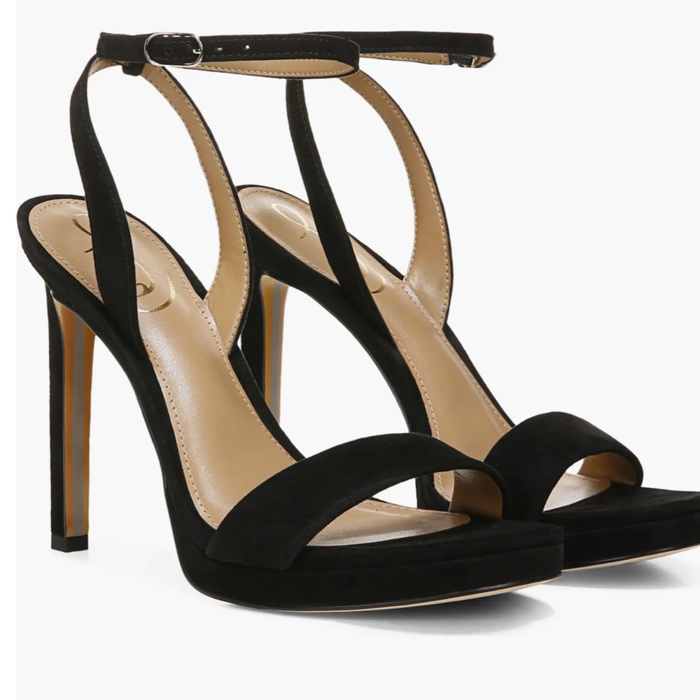 Sam Edelman Jade Ankle Strap Sandal – Black Velvet, Size 7.5